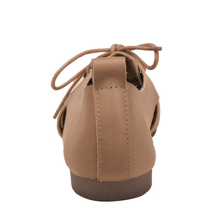 Retro Woven Leather Shoes For Women Soft Bottom Lace Up Sandals Apricot/Brown