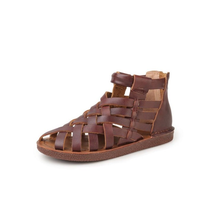 Handmade Leather Sandals,Woven Open-toe Women Flat Shoes, Retro Oxford Shoes Coffee/Brown/Apricot