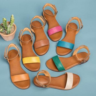 Leather Donddi sandals For Women Handmade Yellow/Green/Coffee/Orange/Blue/Red/Beige
