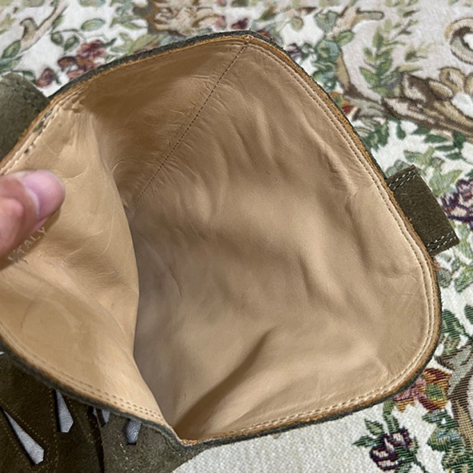 Womens Western Embroidered Short Boots - Suede Khaki/Black Cowgirl Boots All Genuine Leather