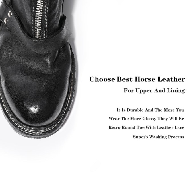 Goodyear Welt Horse Leather Martin Boots Handmade Short Boots For Women Sweet and Cool in Black