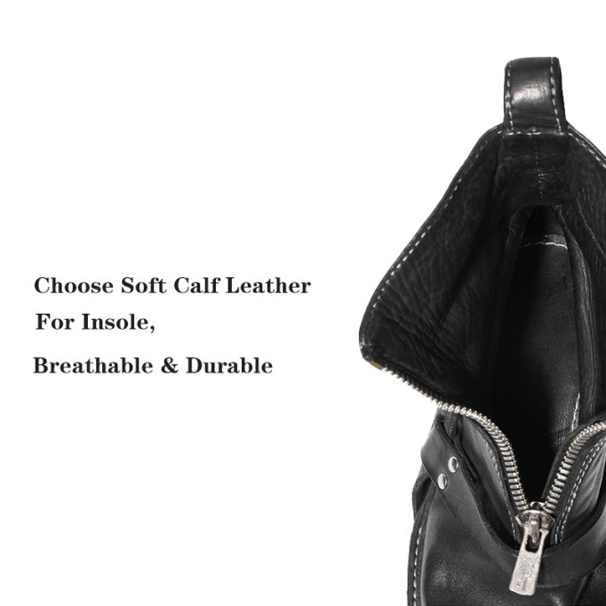 Goodyear Welt Horse Leather Martin Boots Handmade Short Boots For Women Sweet and Cool in Black