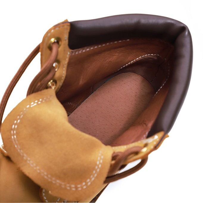 Women's Handmade High Lace-up Boot in Nubuck Calfskin in Light Tan/Army Green