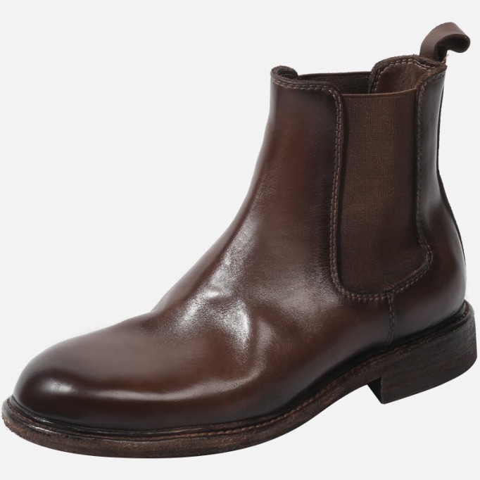 Goodyear Welt Baby Calf Full Grain Chelsea Boots For Women In Black/Brown Genuine Leather Sole