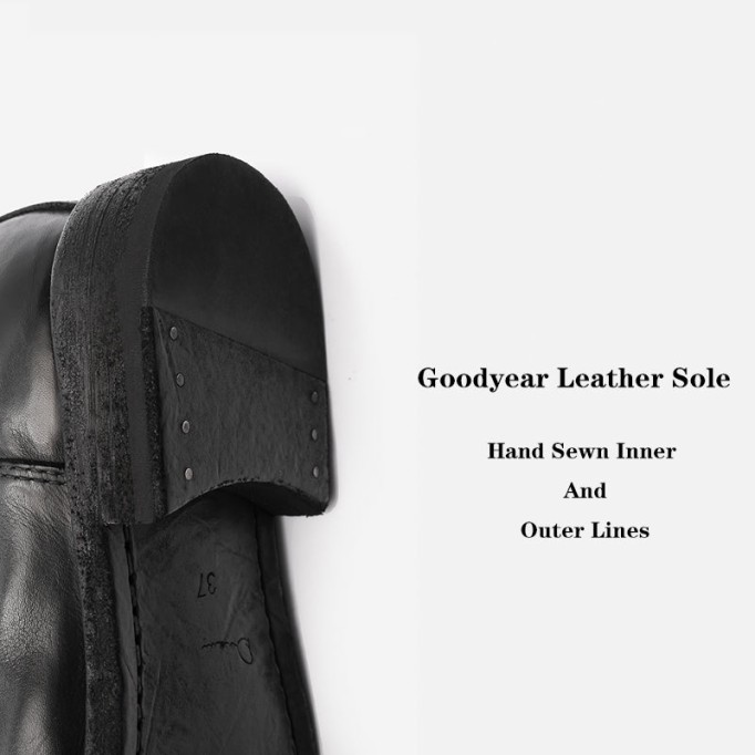 Goodyear Welt Baby Calf Full Grain Chelsea Boots For Women In Black/Brown Genuine Leather Sole