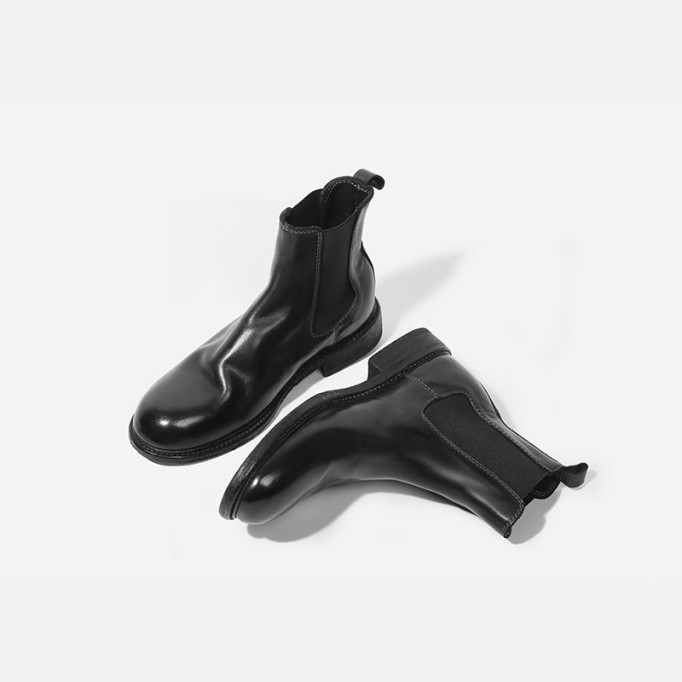 Goodyear Welt Baby Calf Full Grain Chelsea Boots For Women In Black/Brown Genuine Leather Sole