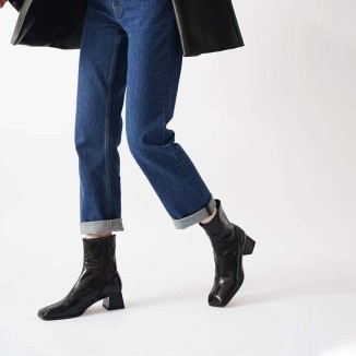 Classic Nude Leather Boots Elegant Glove-Like Ankle Boots High Heel Side Zipper Boots