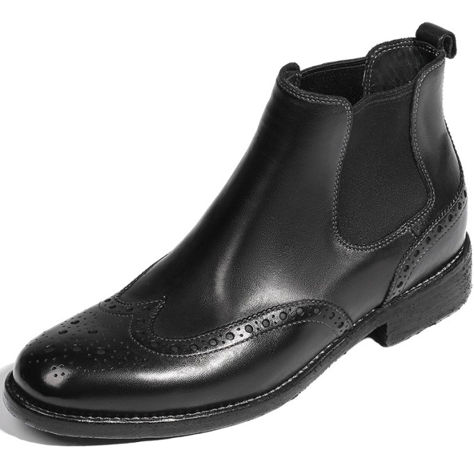 Goodyear Welt Brogue Boots Horse Leather Chelsea Boots For Women Leather Sole