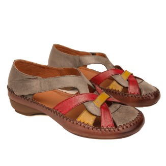 Retro Woven Leather Shoes For Women Soft Bottom Colorful Sandals Grey/Blue