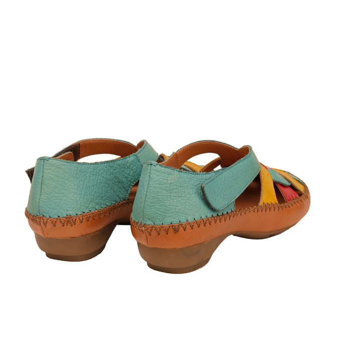 Retro Woven Leather Shoes For Women Soft Bottom Colorful Sandals Grey/Blue