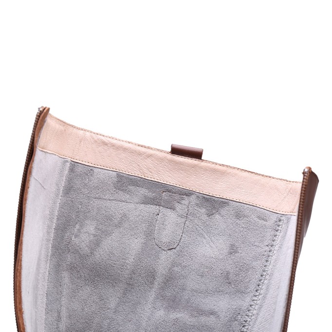 Handmade Soft Leather Knee High Boots Side Zip Riding Boots Short Plush Lining in Black/Brown