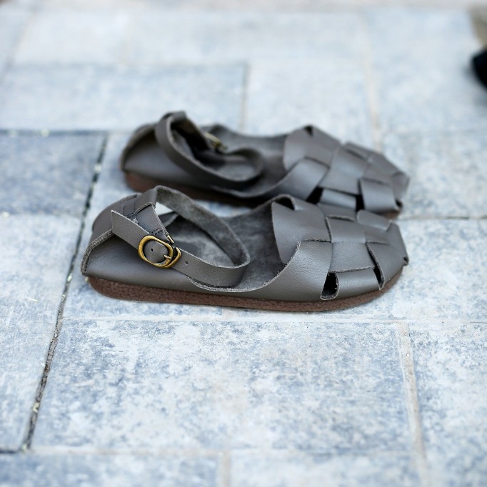 Handmade Gladiator Sandals Women Genuine Cow Leather Weave Cover Heel Buckle Strap Rome Summer Casual Lady Flat Shoes