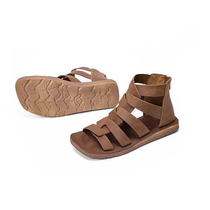 Genuine Leather Gladiator Sandals For Women in Brown