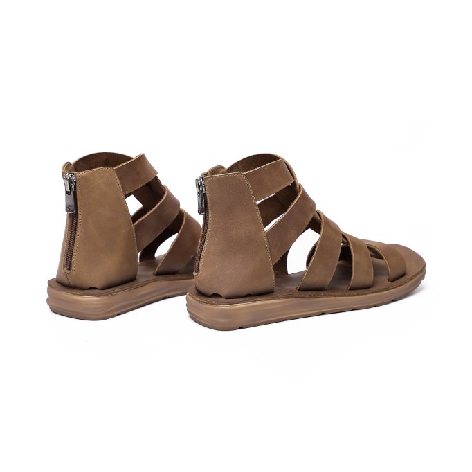 Genuine Leather Gladiator Sandals For Women in Brown