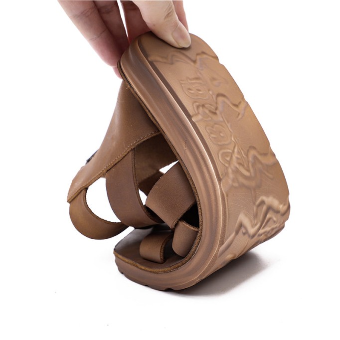 Genuine Leather Gladiator Sandals For Women in Brown