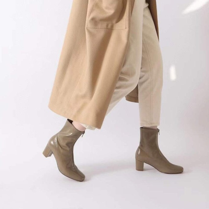 Classic Slimming Boots Elegant Glove-Like Ankle Boots High Heel Front Zipper Boots