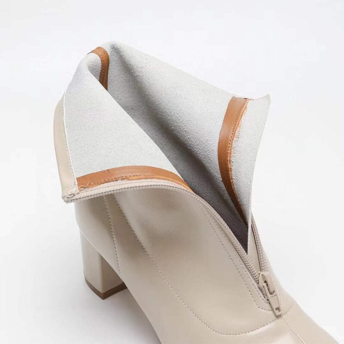 Classic Slimming Boots Elegant Glove-Like Ankle Boots High Heel Front Zipper Boots