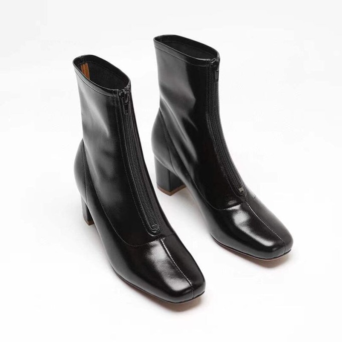 Classic Slimming Boots Elegant Glove-Like Ankle Boots High Heel Front Zipper Boots