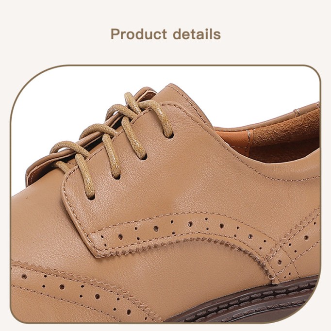 Handmade Wingtip Shoes Women'S Genuine Leather Lace Up Full Brogues in Black/Camel