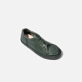 Goodyear Leather Oxfords For Women Retro Lace Up Flats Leather Sole in Green/Brown