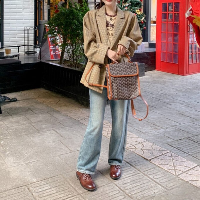 Lace Up Leather Derby Shoes for Women Round Toe Soft Oxford Shoes in Black/Brown