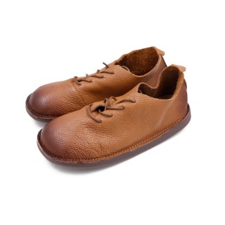 Designer Shoes Soft Lace Up Oxfords Genuine Leather Derby Flats For Women Handmade Brown/Black