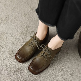 High Heel Oxfords & Tie Shoes For Women Block Heels Normal Fit in Green/Brown/Black