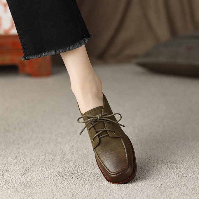 High Heel Oxfords & Tie Shoes For Women Block Heels Normal Fit in Green/Brown/Black