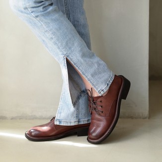 Round Toe Oxfords & Tie Shoes For Women Handmade Full Grain Leathe Coffee/Brown/Black//BrownNew/BlackNew