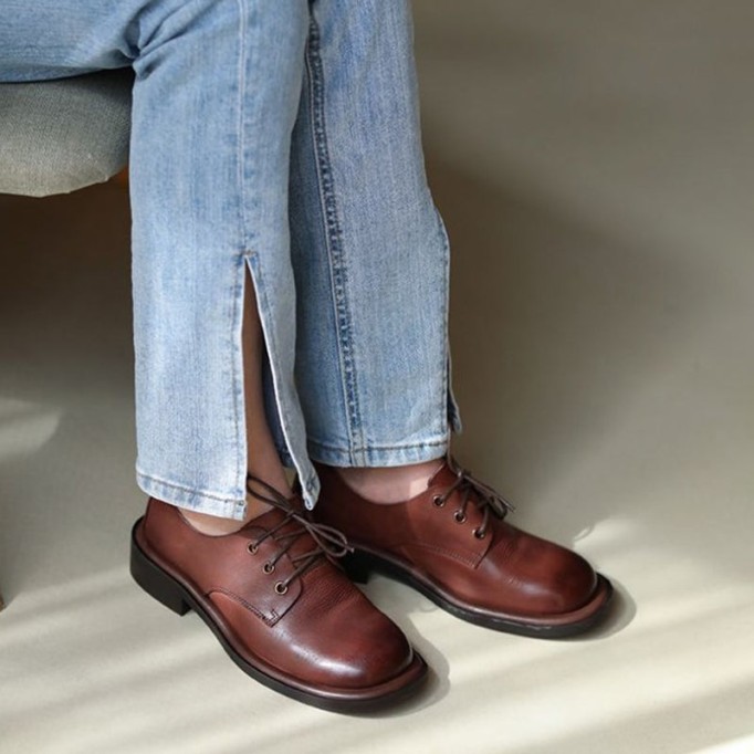 Round Toe Oxfords & Tie Shoes For Women Handmade Full Grain Leathe Coffee/Brown/Black//BrownNew/BlackNew