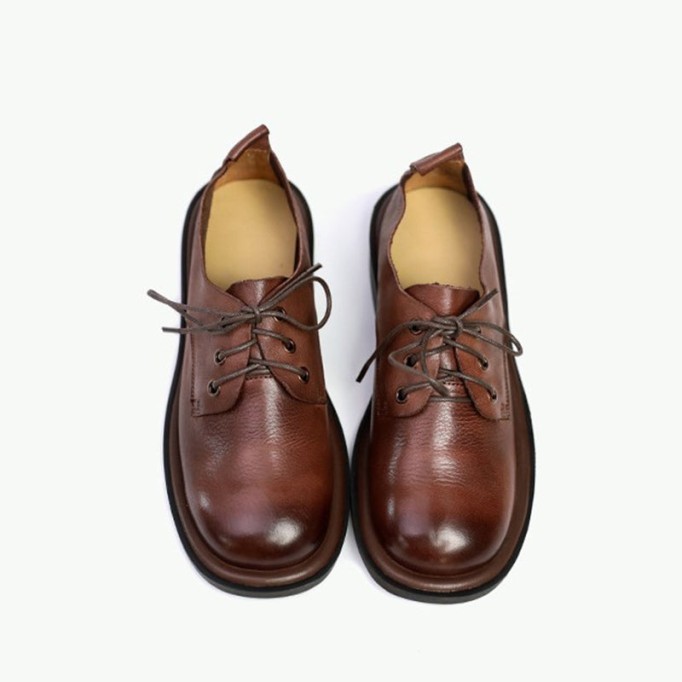 Round Toe Oxfords & Tie Shoes For Women Handmade Full Grain Leathe Coffee/Brown/Black//BrownNew/BlackNew
