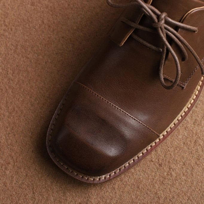 Mid Heel Oxfords & Tie Shoes For Women Block Heels Normal Fit in Apricot/Brown/Black