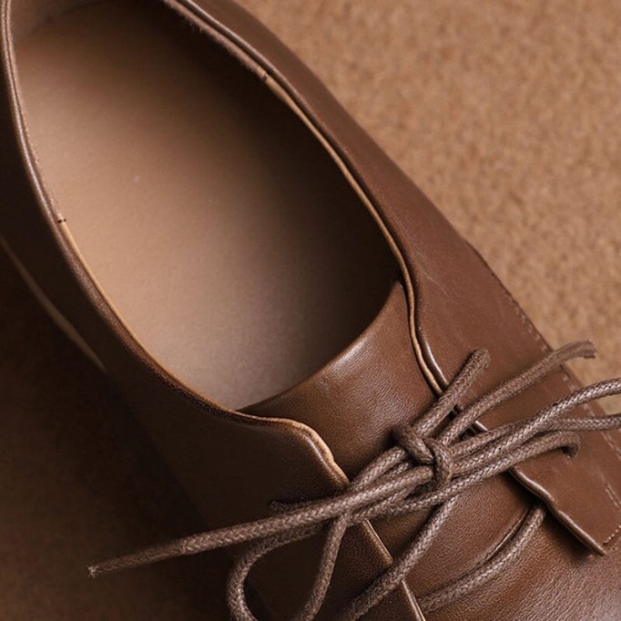 Mid Heel Oxfords & Tie Shoes For Women Block Heels Normal Fit in Apricot/Brown/Black