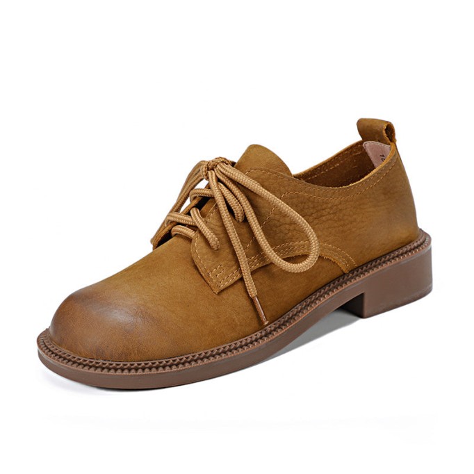 Retro Soft Leather Oxford Shoes For Women Handmade Designer Shoes Mori Girl Student Shoes Walking Flats Coffee/Brown/Black