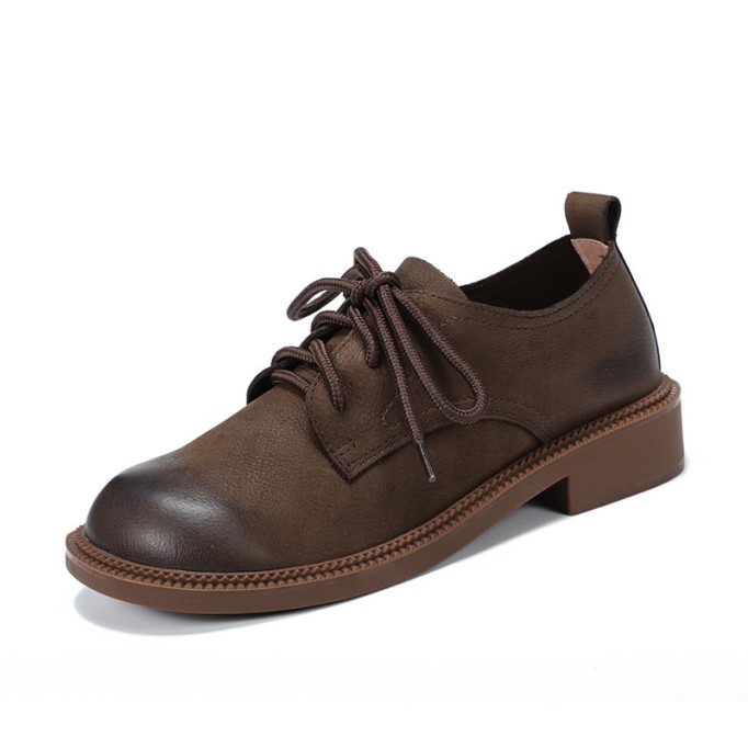 Retro Soft Leather Oxford Shoes For Women Handmade Designer Shoes Mori Girl Student Shoes Walking Flats Coffee/Brown/Black