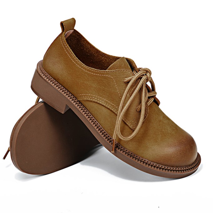 Retro Soft Leather Oxford Shoes For Women Handmade Designer Shoes Mori Girl Student Shoes Walking Flats Coffee/Brown/Black