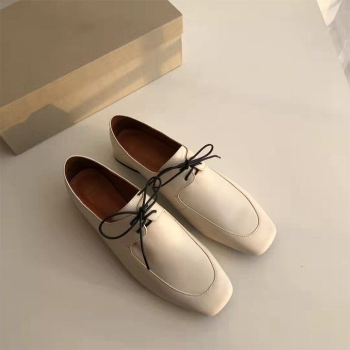 Soft Oxford Tie Shoes for Women Genuine Leather in White/Black/Brown Retro Style