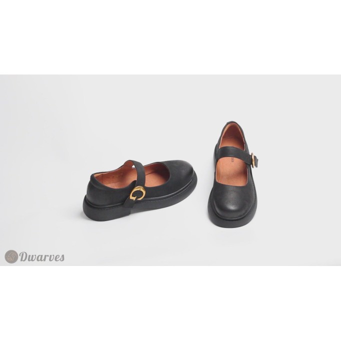 Handmade Retro Waxing Leather Flat Mary Jane Shoes For Women Round Toe Brown/Black/Coffee