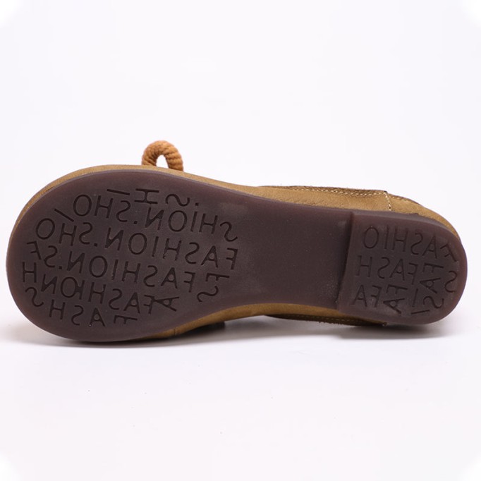 Handmade Soft Leather Lace Up Flat Oxford Shoes Coffee/Khaki