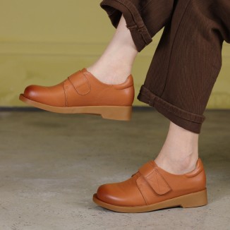 Handmade Retro Soft Leather Oxford Shoes in Black/Brown Student Shoes