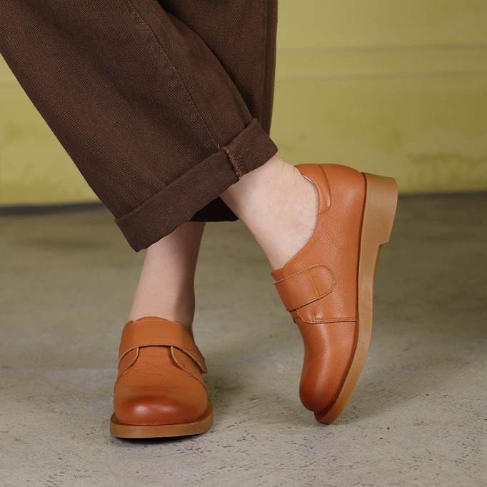 Handmade Retro Soft Leather Oxford Shoes in Black/Brown Student Shoes