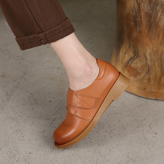 Handmade Retro Soft Leather Oxford Shoes in Black/Brown Student Shoes