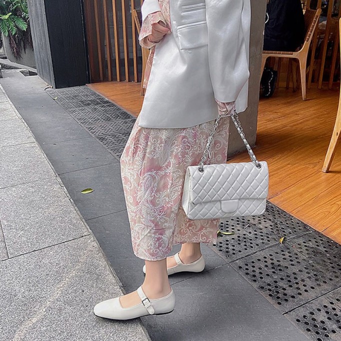 Soft Sheepskin Mary Jane Shoes Beige/Green/Purple