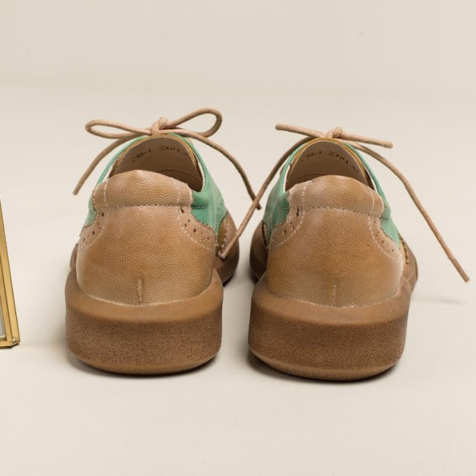 Womens Wingtip Shoes Handmade Sheepskin Full Brogues Oxfords & Tie Flats Elegant