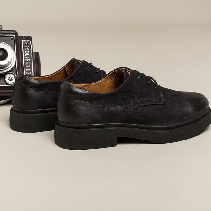 Handmade Full Grain Leather Oxfords & Tie Flats For Women Brown/Black