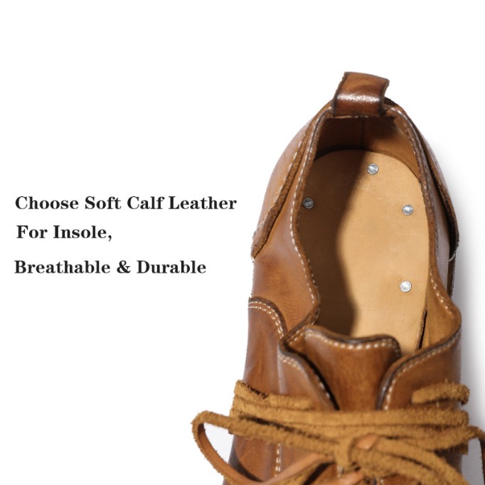 Goodyear Horse Leather Derby Shoes For Women Retro Lace Up Block Oxfords Leather Sole in Black/Brown