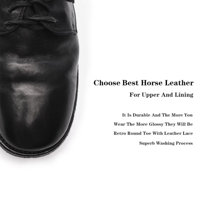 Goodyear Horse Leather Oxfords For Women Classic Leather Sole Derby in Red/Black