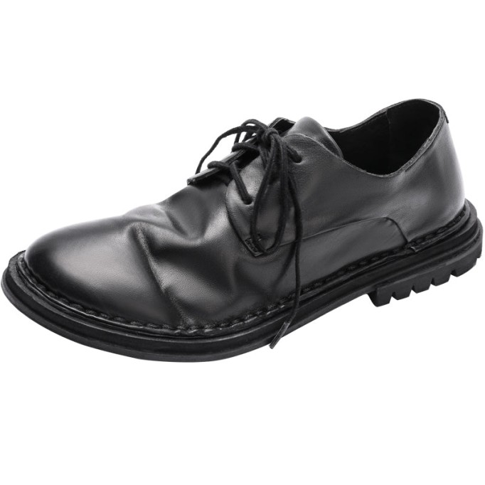 Goodyear Horse Leather Derby Shoes For Women Lace Up Oxfords Leather Sole in White/Black