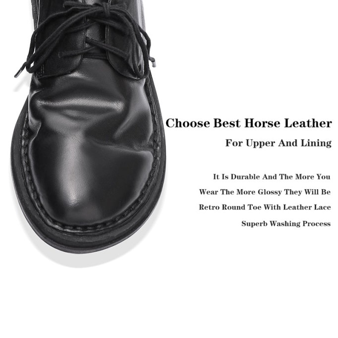 Goodyear Horse Leather Derby Shoes For Women Lace Up Oxfords Leather Sole in White/Black