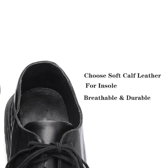 Goodyear Horse Leather Derby Shoes For Women Lace Up Oxfords Leather Sole in White/Black